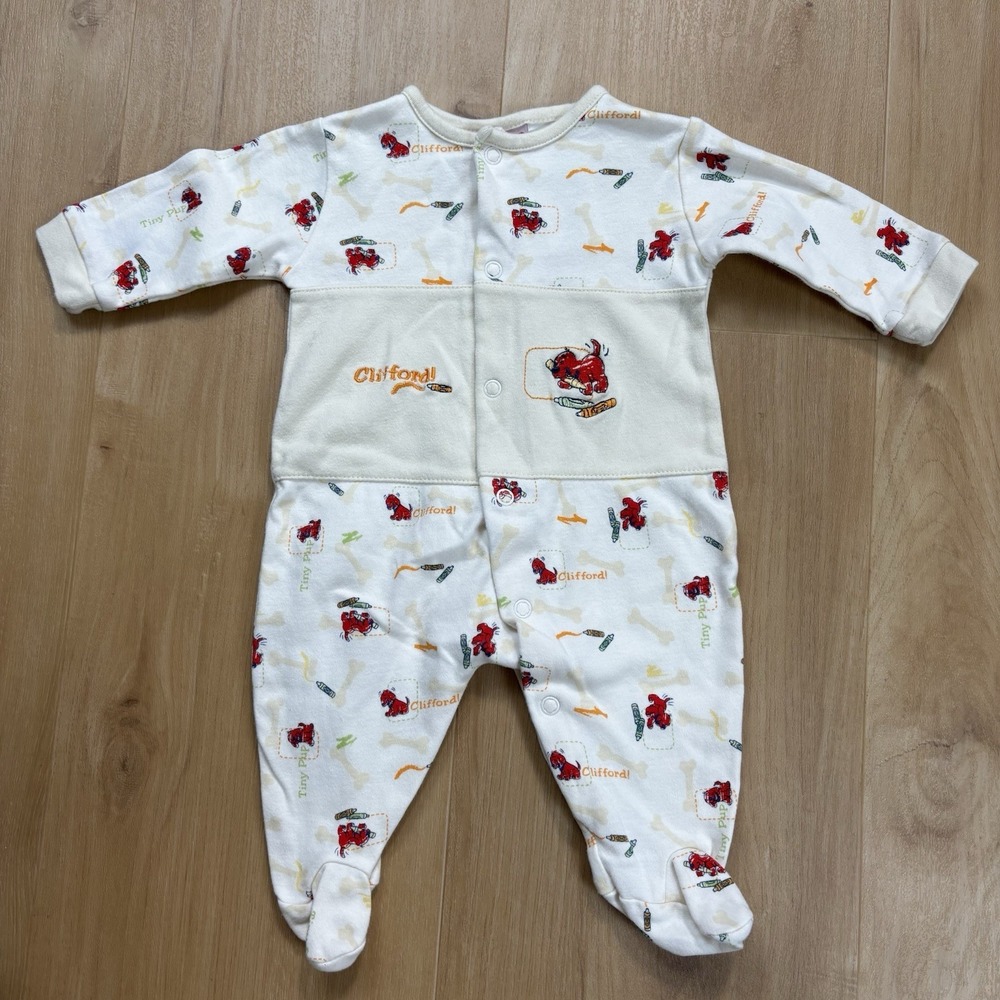 Clifford The Big Red Dog Footed Pajamas 0-3 Months Romper